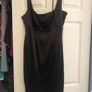BROWN SATIN EVENING COCKTAIL DRESS